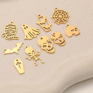 נירוסטה עכביש באינטרנט גולגולת ארון קבורה רוח שלד קסם ליל כל הקדושים תליון לעגיל תכשיטים שרשרת עגיל עושה אביזר - Product Image 1