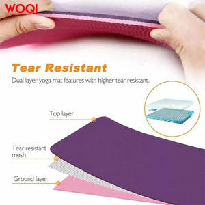 Tapis de yoga Woqi, épaisseur 6 mm, matériau TPE, rectangulaire, pour la remise en forme à domicile et le remodelage corporel, usage universel, violet lavande - Product Image 4