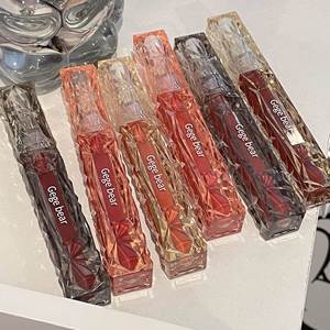 Gegebear Crystal Diamond Light Mirror Lip Glaze Water White Not Easy Stick Chestnut Red Brown Spring Summer Lipstick Improve - Product Image 6