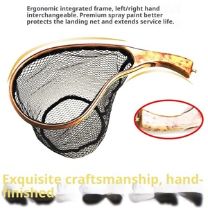 SEA <span class=keywords><strong>PRO</strong></span>ゴールドキャンピング木製ハンドネットフィッシングネット5mmメッシュ軽量35cm長強力磁気バックル - Product Image 5