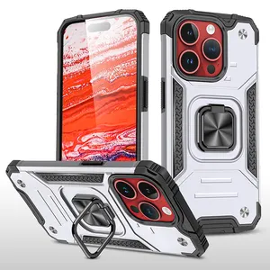 360 Rotation Kickstand Ring Holder Anti Fall Full Protection Armor PC TPU Mobile Phone Case For IPhone 15 14 13 12 11 Pro Max