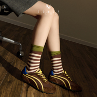 Chaussettes mi-mollet pour femmes, respirantes, antibactériennes, en coton égyptien jacquard, effet rafraîchissant, fines, pour l'été, usage quotidien
