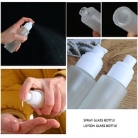 Flacon cosmétique en verre dépoli transparent à épaules plates avec pulvérisateur, 20ml, 30ml, 40ml, 50ml, 60ml, 80ml, 100ml, 120ml, 3.4oz