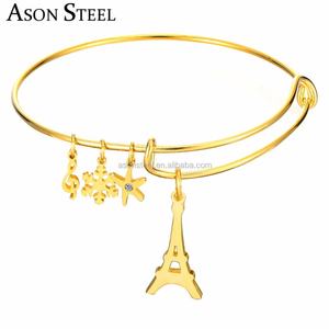 Pulseras y Brazaletes de Acero Inoxidable con Baño de Oro de 18K, Diseño de Copo de Nieve, Estrella y Letra, Joyería para Mujer, Tipo Charm, Venta al por Mayor - Product Image 2