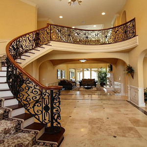 ราวบันไดเหล็กดัดคุณภาพสูงและดีไซน์ราวบันไดเหล็กแบบคลาสสิกสำหรับใช้ในโรงแรม ทนทานต่อการเกิดสนิม รับประกัน 5 ปี - Product Image 4