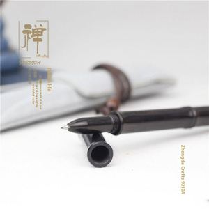 Stylo à bille rétro en bois de bambou avec logo personnalisé gravé pour homme et femme, stylo gel promotionnel en laiton - Product Image 4