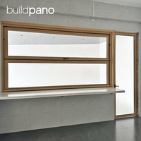 Fenêtre pliante verticale en aluminium à grain de bois, ouverture vers le haut, design extérieur moderne pour maison