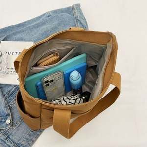 Bolsas de Compras Reutilizables de Lona de Algodón con Logotipo Personalizado, Estilo Nuevo, con Bolsillo y Cremallera para Mujeres Estudiantes - Product Image 5