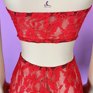 HR24018 2026 Conjunto de 2 Piezas de Encaje Transparente para Mujer, Top Tubo sin Tirantes, Shorts Ajustados, Atuendo Sexy para Club - Product Image 4