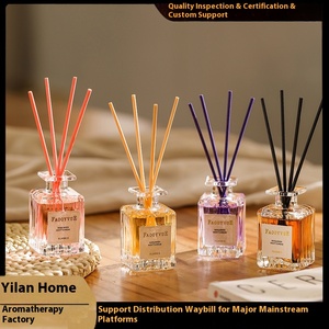 Eco-Friendly Sustainable Glass Bedroom Air Freshener-Square <strong>Reed</strong> <strong>Diffuser</strong> 50ml Alcohol-Free Lemon Scent Safe <strong>for</strong> Families 7-15 - Product Image 5