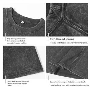 Camiseta de gran tamaño de algodón pesado de alta calidad, ropa de calle con lavado ácido Vintage, estampado gráfico desgastado personalizado para hombres, camiseta - Product Image 3