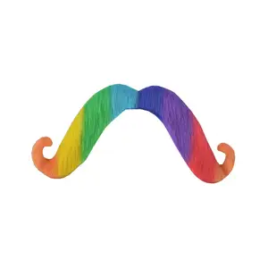 Custom Pride Rainbow Fake Beards,Funny Pride LGBTQ Rainbow Fake Mustaches Self Adhesive for Adults for LGBTQ Party
