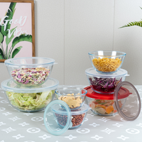 Ensemble de 7 bols à salade en verre hermétiques sans bpa avec couvercles pour la cuisson, la préparation, le service, le stockage des aliments dans la cuisine