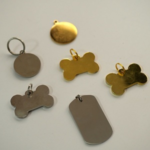 Etiquetas de Identificación para Perros Personalizadas al por Mayor, de Acero Inoxidable Chapado en Oro, Lavables, con Impresión UV, Multi-Estilo, Personalización DIY, <span class=keywords><strong>Megasun</strong></span> TG005 - Product Image 1