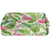 Service de table en mélamine sur le thème de la plage d'été, imprimé flamant rose et feuille de Monstera, pour pique-nique, buffet et présentation de table