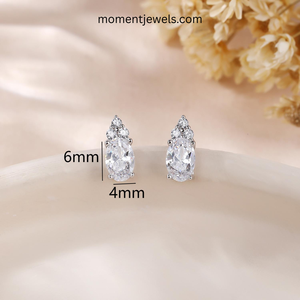 dainty 14k gold plated geometric stud <b>earrings</b> 925 sterling silver zircon claw setting minimalist jewelry gift for women - Product Image 2