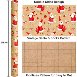 Kraft Christmas Wrapping <b>Paper</b> Santa <b>Pattern</b> 17 In X 33 Ft Recyclable Gift Packaging <b>Paper</b> - Product Image 3