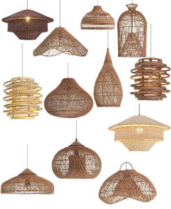Lustre en rotin design moderne pour la maison abat-jour décoratif fait à la main <span class=keywords><strong>salon</strong></span> table à manger restaurant lampe suspendue à <span class=keywords><strong>LED</strong></span> - Product Image 5