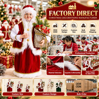 Figurine de Noël Poupée Grand-Mère Père Noël Tenant un Sac Cadeau Rouge et Blanc Décoration de Fêtes Présentoir de Vente au Détail Fabricant Grossiste