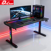 Bureau de jeu PC noir avec éclairage RGB et support pour casque – Commande en gros, prix usine pour la revente e-commerce