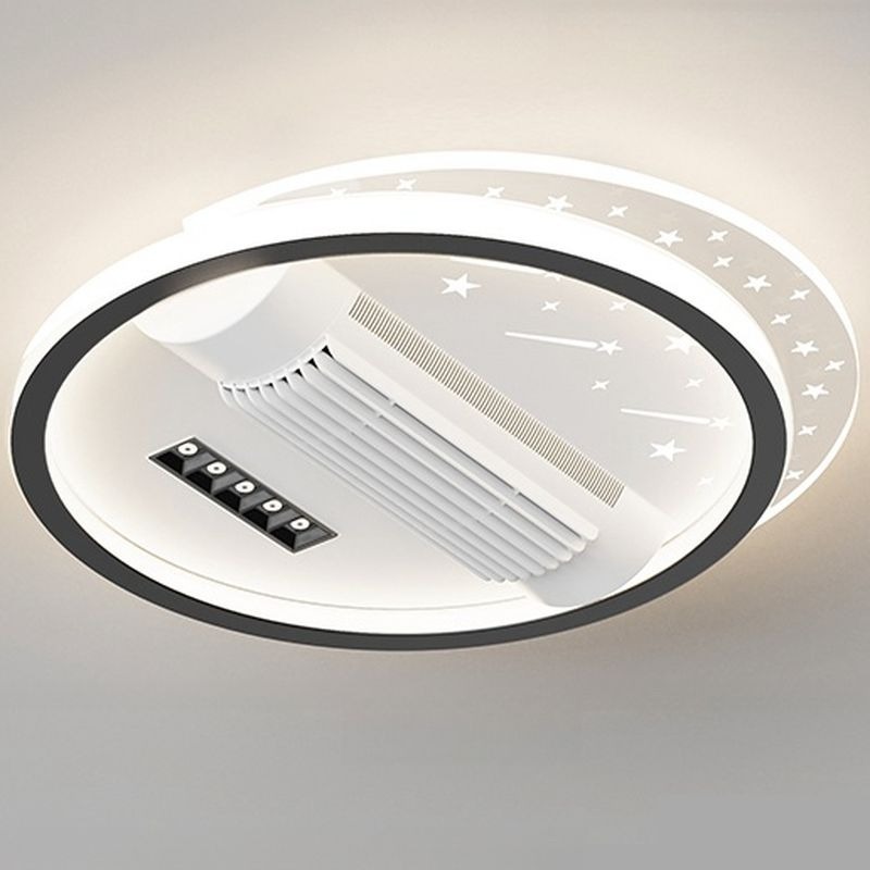 OEM ODM Modern LED Home Ceiling Light Rectangle Bladeless Ceiling Fan 43 Inch Flush Mount Dimmable Lamp Remote Control