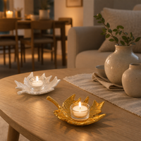 Support de bougie chauffe-plat en forme de feuille d'érable dorée, décoration d'intérieur, ornement porte-bougie d'aromathérapie