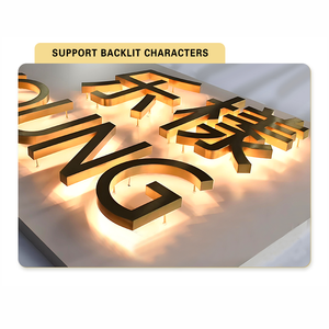 علامة باب مضيئة مخصصة مصنوعة في الهواء الطلق الكلمات الإعلانية الفولاذ المقاوم للصدأ الكريستال الخلفية الكلمات الاكريليك مخصص - Product Image 4