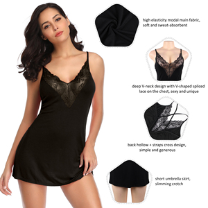 Caixa Embalagem Custom Floral Lace V Pescoço Sólidos Mulheres Elegantes Sleepwear Set Plus Size Vestido de Noite Vestidos Lingerie Com G String - Product Image 2