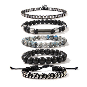 5 Piece Men's <b>Beaded</b> <b>Bracelet</b> Set Alloy Turquoise Jewelry Stacking Set Yiwu Origin Geometric Ball Shape - Product Image 1