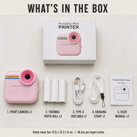 Kamera Mini HD 1080P Portabel untuk Anak-anak, Sudut Lebar 120, Printer Foto Instan dengan Kertas Thermal, Layar Plastik 2.4 inci, 1200mAh