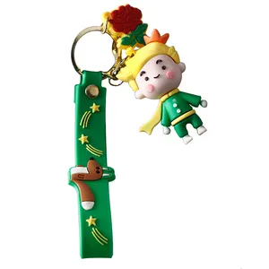 도매 크리에이 티브 귀여운 고무 액세서리 플라스틱 저렴한 열쇠 고리 어린 왕자 인형 만화 3D PVC 열쇠 고리