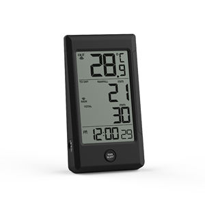 Termômetro <span class=keywords><strong>digital</strong></span> exterior eletrônico do medidor eletrônico home do calibre de chuva do centro do tempo com material plástico durável - Product Image 1