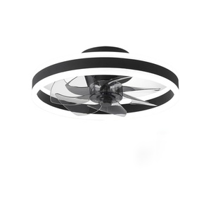 Ventilador de techo LED moderno de 20 pulgadas con control remoto negro, 6 velocidades, para dormitorio, habitación infantil, sala de estar, interruptor discreto - Product Image 1