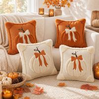 Housse de coussin personnalisée en jacquard imprimé motif citrouille pour la maison, idéale pour Halloween et la fête de la récolte