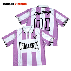 Classic Striped Retro Soccer Jersey Custom <b>Patchwork</b> Embroidered Logo Breathable Oversized Polyester Sports Soccer <b>Shirt</b> - Product Image 1