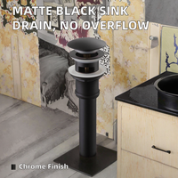 Bouchon de vidange à poussoir en plastique noir mat chromé pour lavabo sur pied sans trop-plein