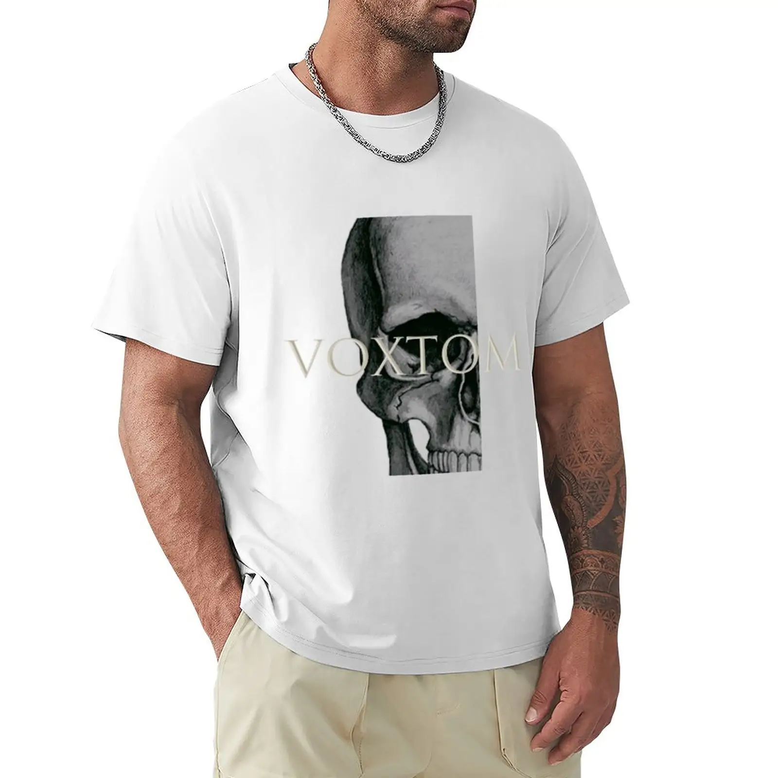 Large Digital Printing Heat Transfer Graphic Custom Cool Skulls White Plus Size Crew Neck Soft Cotton Men Street Wear T Shirts