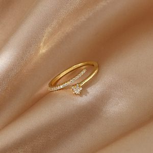 <span class=keywords><strong>Bague</strong></span> ouverte ajustable en laiton, anneau en acier inoxydable, plaqué or, <span class=keywords><strong>2022</strong></span> - Product Image 2