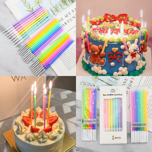 Rainbow <b>Candle</b> <b>Stick</b> Birthday <b>Candles</b> 8Pcs Colorful Non Toxic Unscented For Birthday Party Decorations - Product Image 4