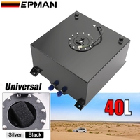 Tanque de Combustible EPMAN de 10 Galones (40L) de Aluminio Pulido, Tanque de Combustible para Carreras con Sensor de Nivel y Conexiones AN10, EP-YX9440-40