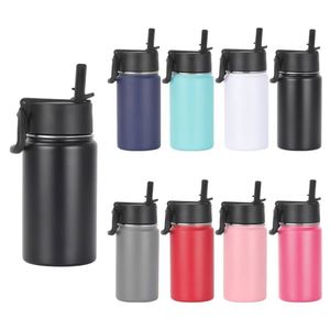 Bouteille isotherme en acier inoxydable à double paroi de 350 ml (12 oz) pour étudiants et enfants, avec paille et poignée, vente en gros - Product Image 2
