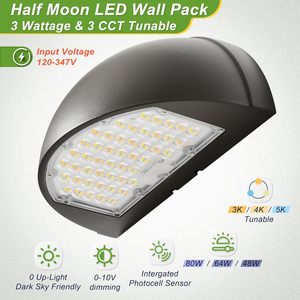 ไฟติดผนัง LED แบบครึ่งวงกลม ปรับได้ 3 ระดับวัตต์ และ 3 ระดับอุณหภูมิสี 120V-347V - Product Image 2