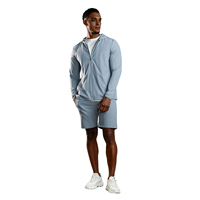 Survêtements coupe-vent d'été pour hommes, à capuche, avec short, en tissu léger, design uni, pour un look décontracté