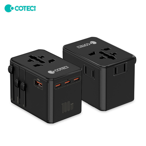 Adattatore da Viaggio COTECi GaN 100W PD Caricatore Rapido USB-<span class=keywords><strong>A</strong></span> e Tipo <span class=keywords><strong>C</strong></span> Internazionale Tutto in Uno 3 Prese AC Adattatore Universale da Viaggio - Product Image 1