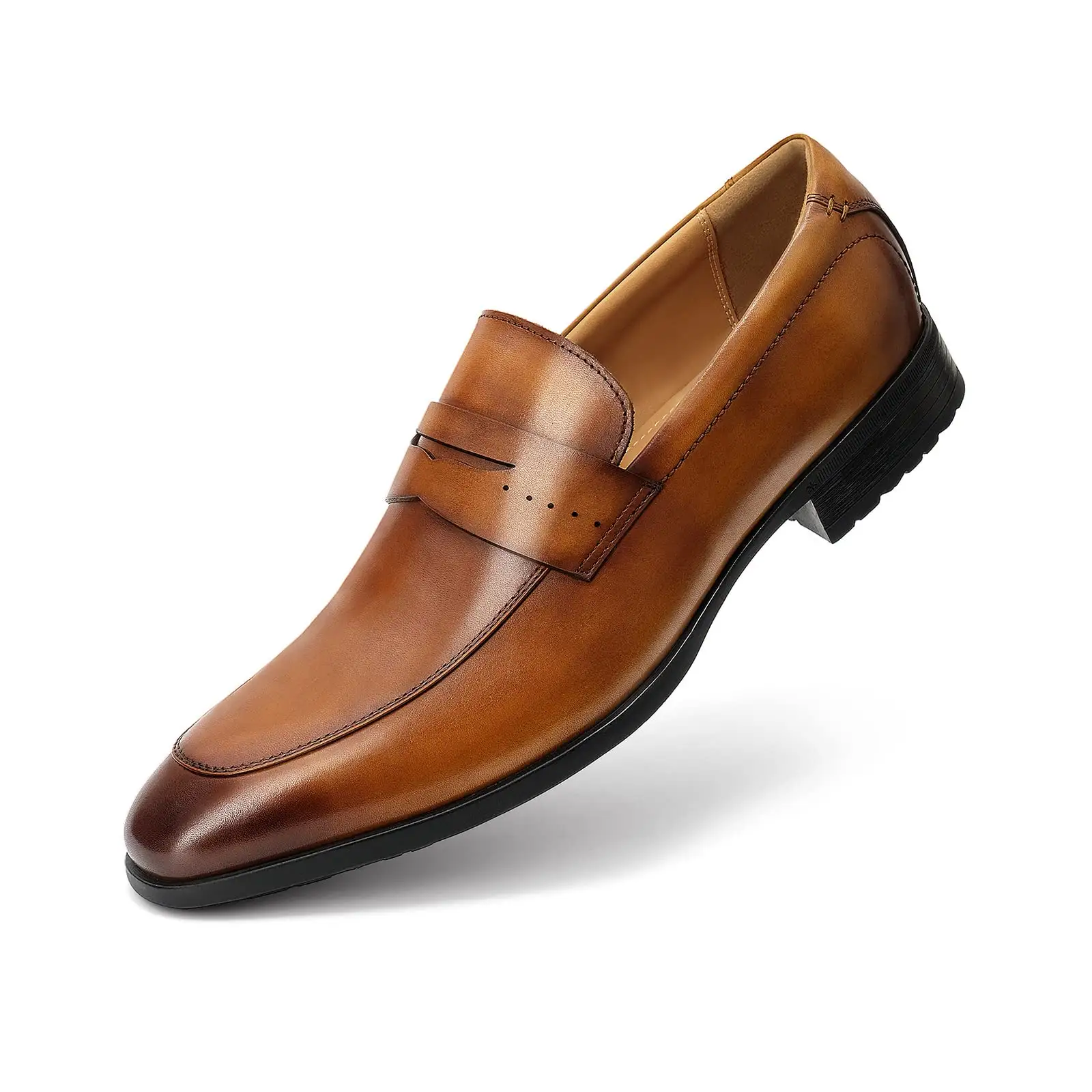 AMPLE Luxury Formal Shoe Slip On Penny Loafer Black Genuine Leather Loafers Dress Shoes For Men