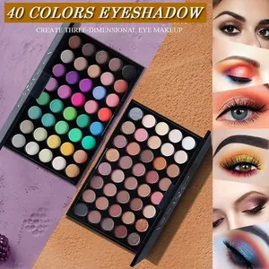 พาเลทอายแชโดว์ 40 สี กลิตเตอร์ แมตต์ กันน้ำ ติดทนนาน เนื้อแป้งอัดแข็ง ชุดเครื่องสำอางแฟชั่นสำหรับผู้หญิง - Product Image 3