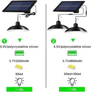 Lámpara Colgante Solar LED de Doble Cabezal, Impermeable IP65, para Uso en Interiores y Exteriores, Iluminación para Jardín/Patio/Cobertizo con Cable - Product Image 3