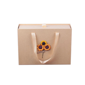 <span class=keywords><strong>Caja</strong></span> de cajón con asas de cinta <span class=keywords><strong>Rectangular</strong></span>, bolsa de regalo de papel <span class=keywords><strong>Kraft</strong></span> Vintage, embalaje para pelucas, regalo, ropa - Product Image 1