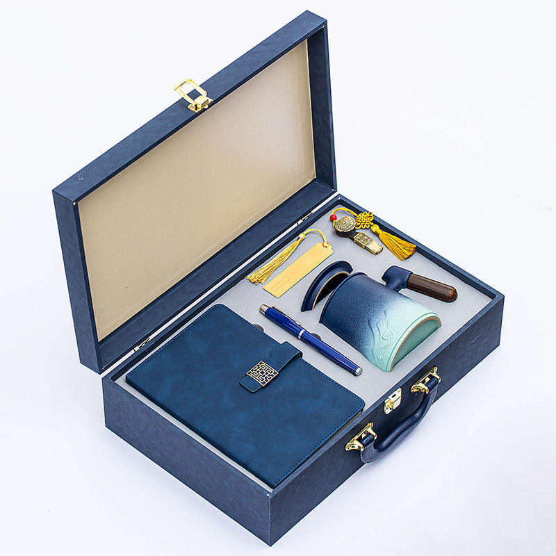 Juego de 5 piezas para oficina: taza, memoria USB [Azul degradado]