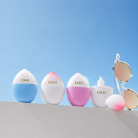 Botol Kosong Tekan Bentuk Oval Peach Mini Portabel 30ml 50ml dengan Logo dan Warna Custom dari Bahan PP/HDPE untuk Krim Tabir Surya dan Lotion
